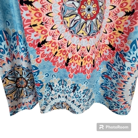 CHERFL XL Colorful Geometric Loungewear Pajama Dress Midi Boho Comfy - Picture 5 of 10